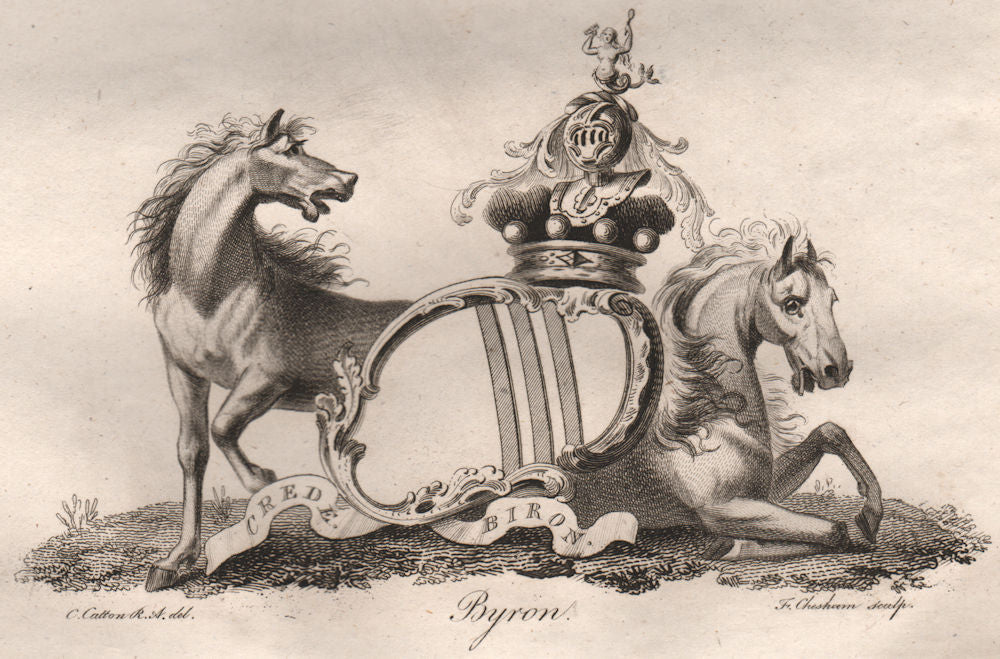 BYRON. Coat of Arms. Heraldry 1790 old antique vintage print picture